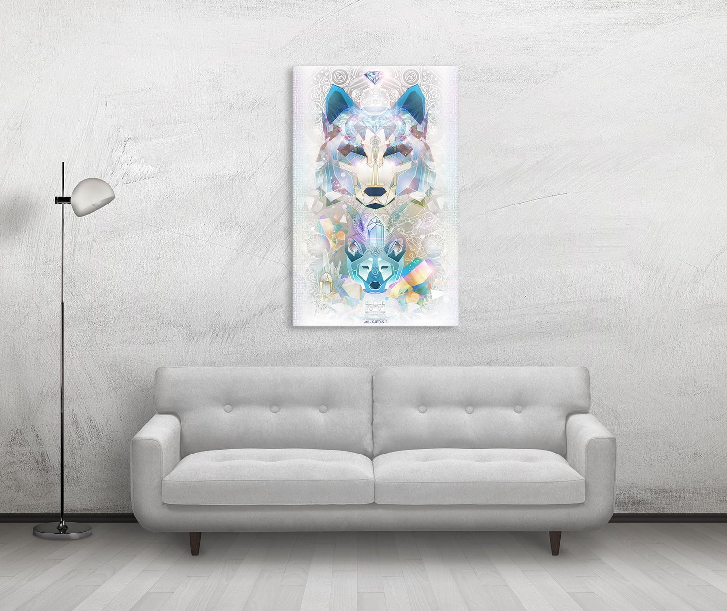 Crystalline Wolf Totem Canvas | Mugwort Designs