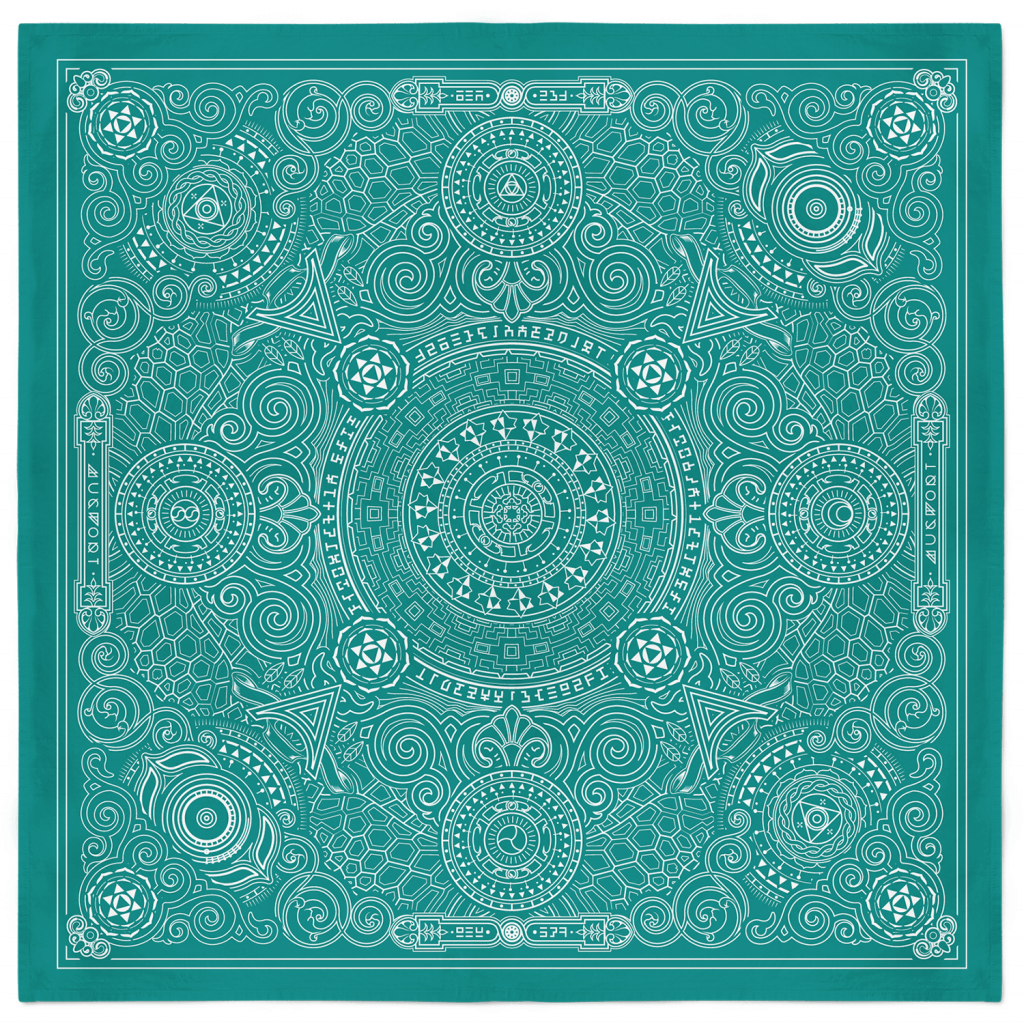 Arcana Bandana - Teal and White 1