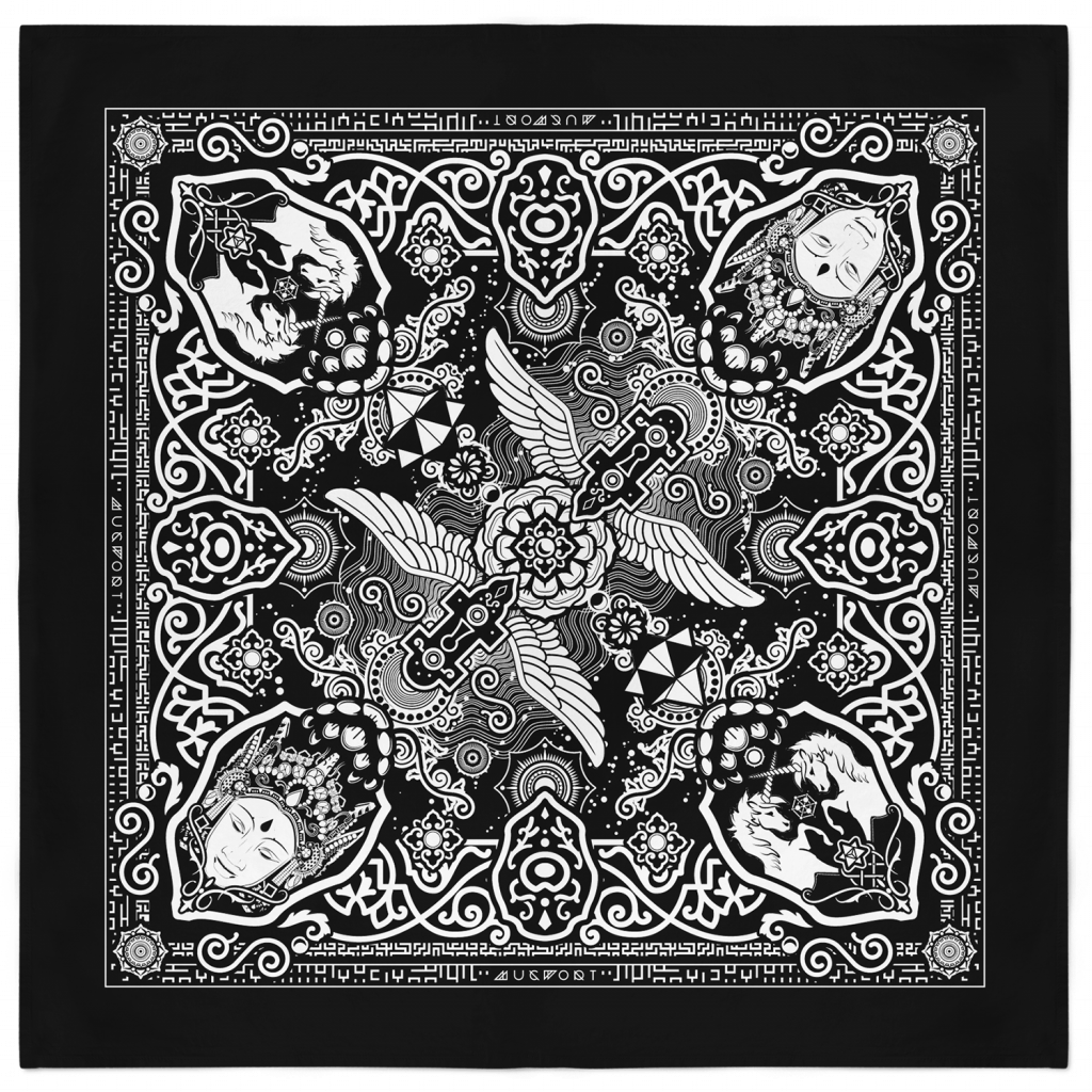 Unicorn Bandana - Black and White 1